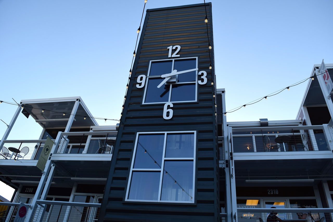 The clock tower at Downtown Container Park in Las Vegas